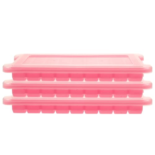 Molde de silicona para cubitos de hielo con tapa 36 celdas color rosa miniatura 1