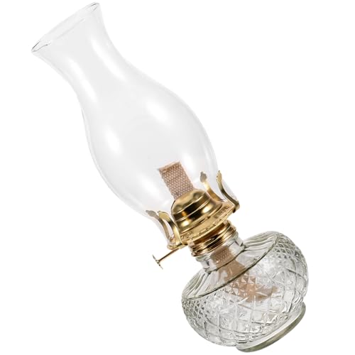 UKCOCO Lampe à Pétrole Rétro en Verre Épaissi, Lampe à Huile Décorative Vintage pour Bureau et Salon, Résistante la Chaleur et Facile à Nettoyer