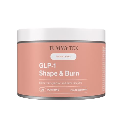 GLP-1 Shape & Burn con Shilajit, Morosil, Carolean, Inulina, Guaraná, Té verde, Biotina, y otras Vitaminas y Minerales - 120 g, Suministro para 30 días, Tummy Tox