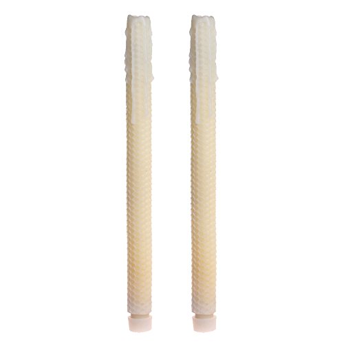 Image of simpdecor GiveU Taper Candles-Led Melted Dripping Honeycomb Flickering Flameless Candles with Timer,12 inch Tall,Ivory,Pack of 2