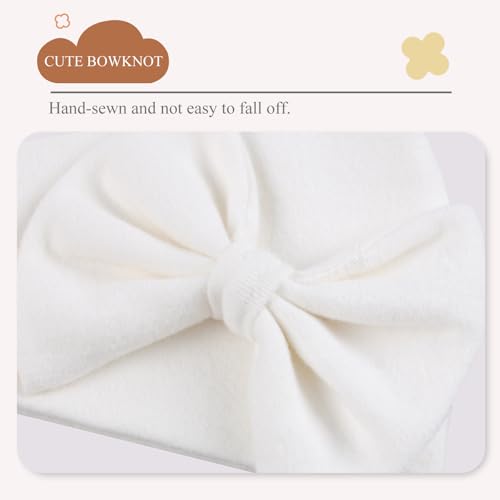 Bamery Newborn Baby Girl Hat Cotton Baby Bow Beanie Preemie Hats Spring Infant Hats for Girls 0-12 Months3
