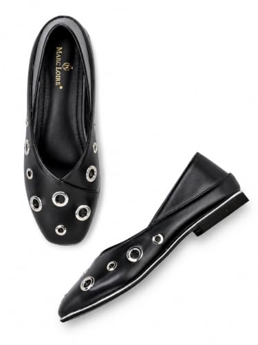 Image of Marc Loire Women's Slip-On Solid Ballerina Flats | Embellished | Round Toe | PU Upper | Comfortable Casual Footwear