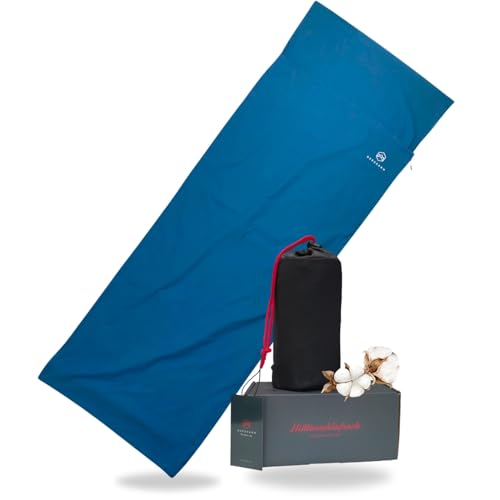 NORDKAMM® Hüttenschlafsack aus Baumwolle Ultraleicht (360 g), waschbares...