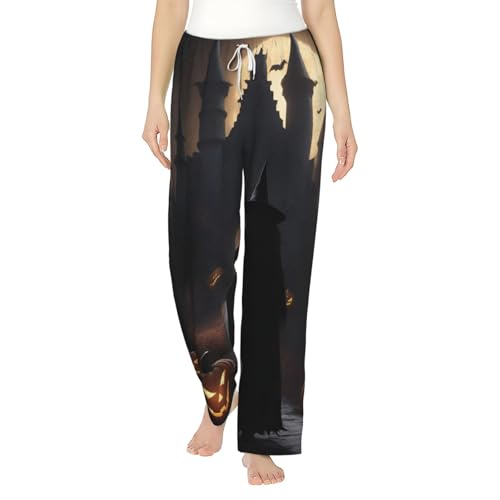 Pantalon de pyjama gothique femme Halloween imprimé vêtement de nuit thermique doux