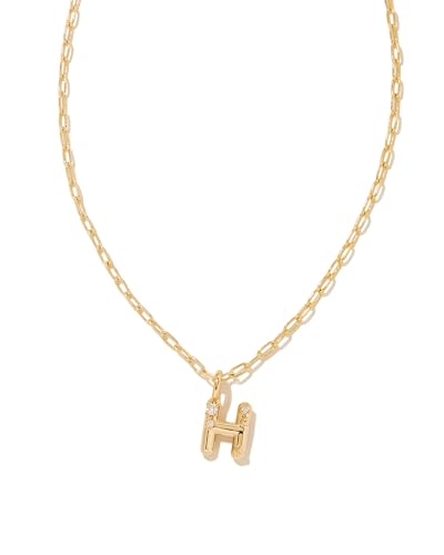 Kendra Scott Crystal Letter H Short Pendant Necklace 14k Gold-Plated Brass Fashion Jewelry for Women