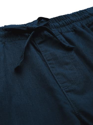 Image of The Indian Garage Co Men Slim Fit Solid Mid-Rise Elasticated Linen Jogger Trouser