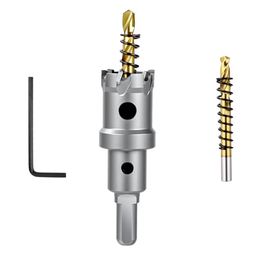 Flintronic Broca Cortadora de Agujeros de Metal, 25mm Sierra de Corona de T.C.T Carburo Broca con 2 Brocas, para Chapa de Acero Inoxidable, Metal, Acero Dulce, Hierro, Madera