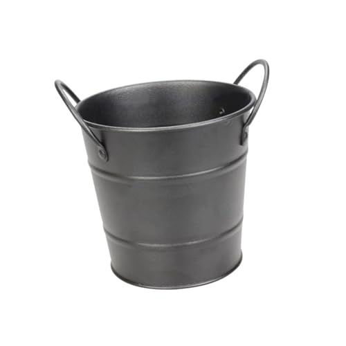 GLEAVI Mini Cubo Negro de Metal para Hielo con Doble Asa Cubeta Portátil para Bar y Fiestas Recipiente Multifuncional para Papas Fritas y Decoración