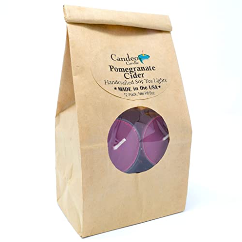 Pomegranate Cider Scented - Soy Tealight Candles, 12Pack - Purple Tealight Candles - Highly Scented - Made With Soy Wax - Handmade In The Usa - Candeo Candle - Fall Scents #TOP1