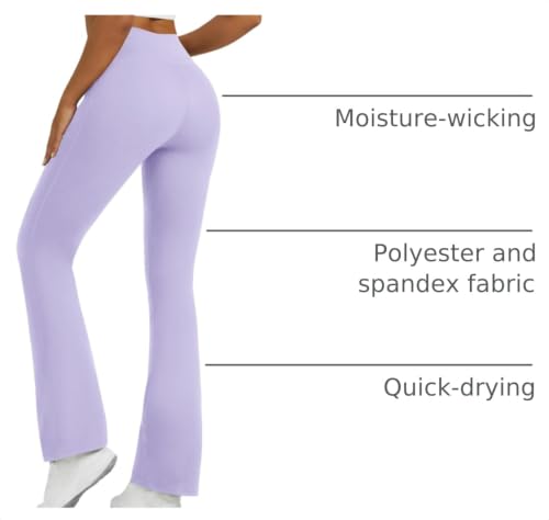 Image of Flare Leggings for Women with Pockets 2pack High Waisted Crossover Flare Leggings Bootcut Yoga Pants