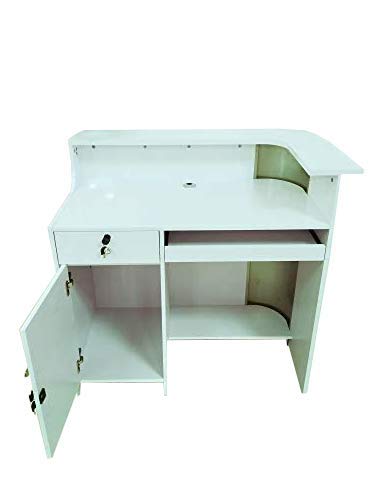 mostrador para tiendas, mesa con cajones para recepción con laterales dorados (izquierda)