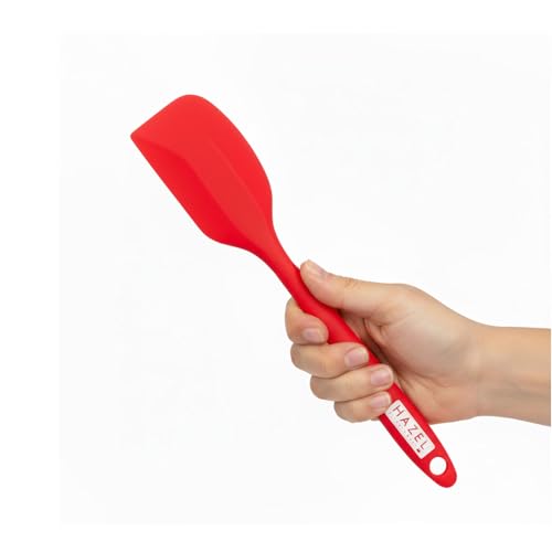 Image of HAZEL Silicone Spatula 8 inch (Red) | Heat Resistant Non-Stick Flexible Spatula for Mixing, Scraping & Spreading Batter | Durable & Easy to Clean Baking Tool