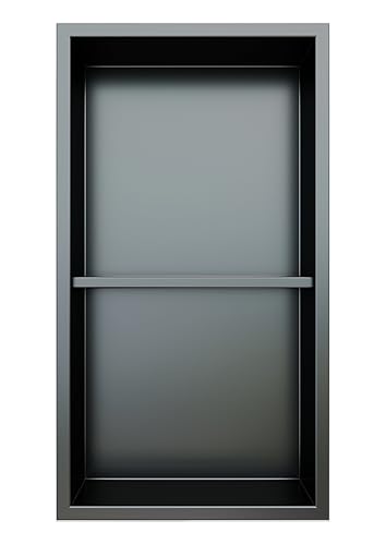 XZETORA Fiberglass Shower Niche 12X24in No Tile Needed and Needed Tile All can Work Matte Black