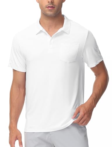 Image of Rdruko Men's Polo Shirts Short Sleeve Quick Dry Outdoor Golf Sports Shirts with Pocket