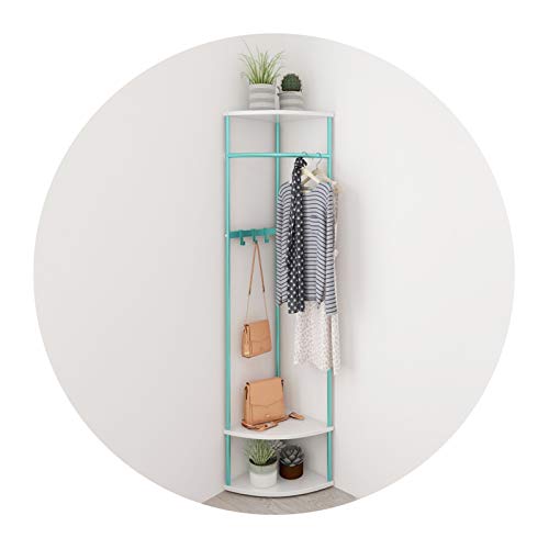 JFUNANQH Perchero de pie, Moderno Perchero de Esquina de Metal, para Dormitorio, recibidor, guardarropa, Entrada, para Guardar Ropa, Sombreros, Bolsos y Zapatos (Color: Azul, tamaño: 40 x 4