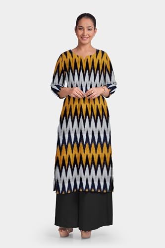 Image of Cotton Pochampally ikat unstitched blouse, Kurthi, long frock fabric material for women (1 meter, 2 meters & 3 meters)