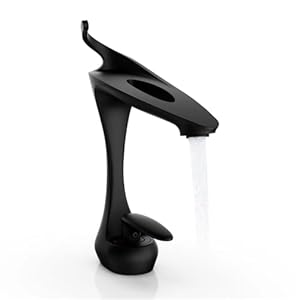 Bathroom Sink Faucet,Matte Black Bathroom Faucets,Innovative Modern Faucet for Bathroom Sink,Cold and Hot Basin Mixer Tap,Single Hole Vessel Sink Faucet with Supply Lines and Deck Plate