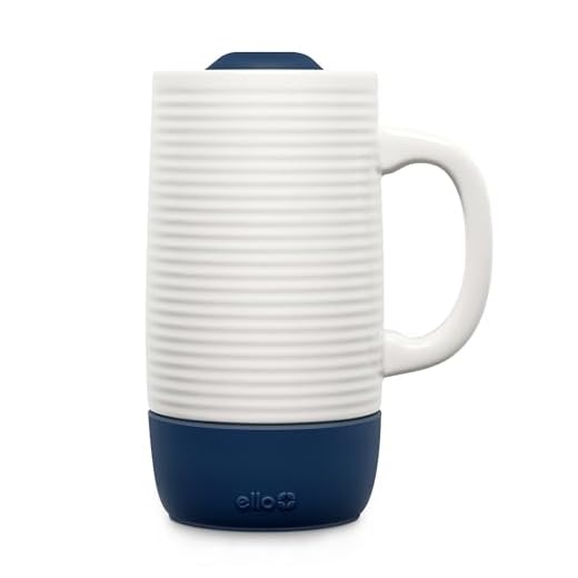 Ello Jane 18oz Ceramic Travel Mug with Handle, Splash-Resistant Slider Lid and Built-in Coaster, Perfect for Coffee and Tea, BPA Free, Dishwasher Safe, Holiday Gift Her Him, Midnight