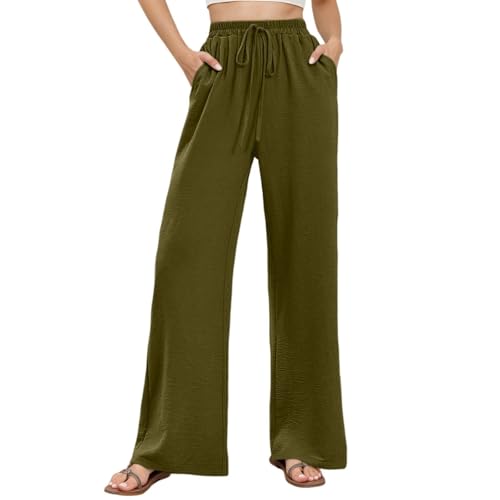 Pantalon large femme taille haute contre l'inconfort : tissu léger et ceinture sans pression