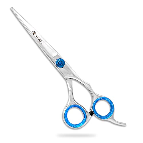 Zayraz Style Professional Barber Razor Edge Hair Cutting Scissors/Shears - Barber Hair Cutting Scissor 6.5 Inch Stainless Steel Hairdressing Styling Trimming Shears - Adjustable Blue Screw
