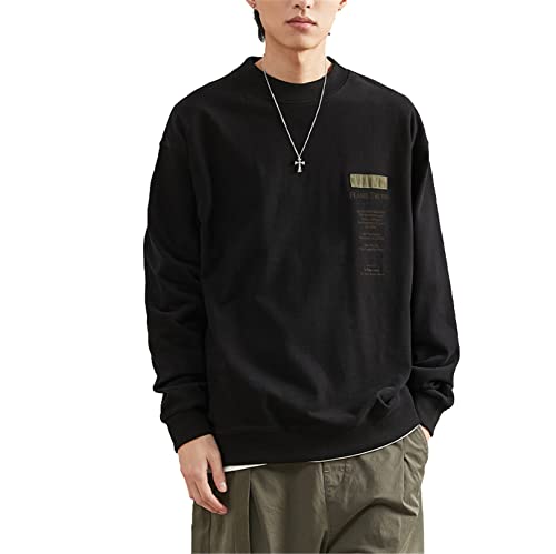 Jersey Deportivo De Invierno para Hombre, con Capucha Y Terciopelo Grueso, Sudadera Punk, Suéteres Cálidos Informales Sueltos, Suéter Superior,Negro,M Cover