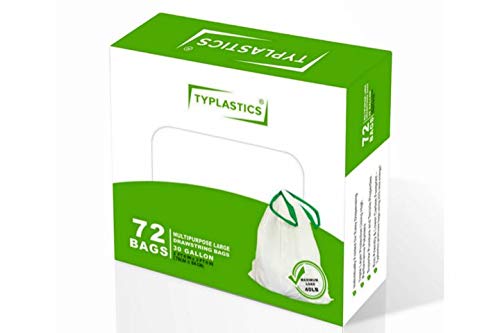 TYPLASTICS 30 Gallon Drawstring Trash Bags - Multipurpose Indoor Outdoor Large Garbage Bag