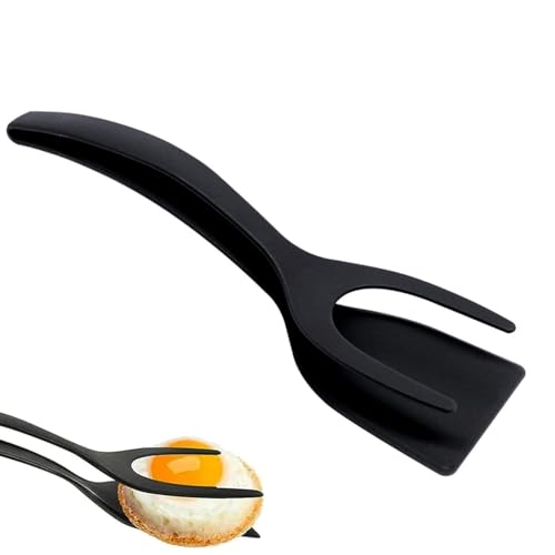 JJiaoLinin 2 in 1 Egg Spatula,Egg Flipper Spatula Multi-Purpose Non-Stick Kitchen Shovel Cooking Tool Kitchen Utensils for French Toast, Omelet, Fried Egg Turners Grip and Flip Spatula Bread Tongs