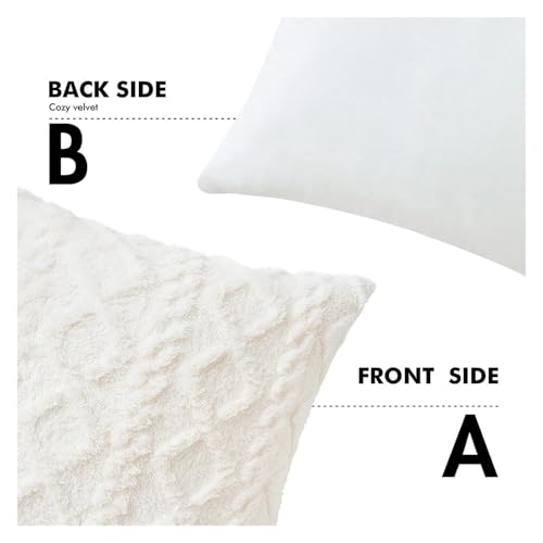 Housse de coussin unie blanche en polyester résistant avec fermeture invisible