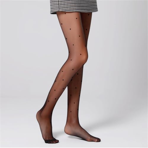 LUCKELF Heart Stockings Women's Sheer Tights Valentine Day 40 Denier Patterned Tights Nylon Hosiery3