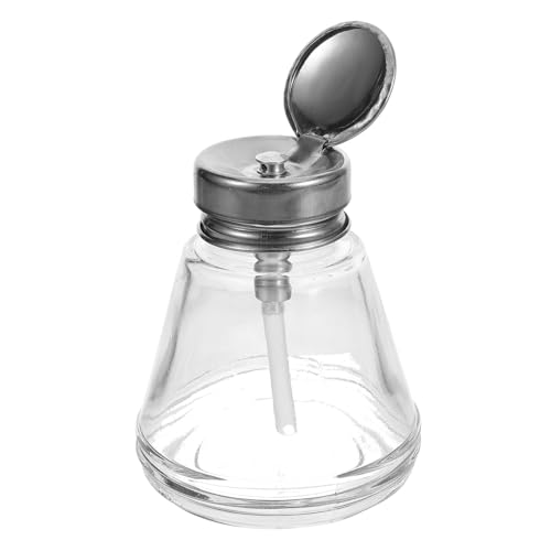 minkissy Flacon Pompe En Verre 9.50 * 8.00 * 8.00Cm Distributeur À Pression Rechargeable Pour Dissolvant De Vernis À Ongles Et Démaquillant Anti-Fuite Pour Usage Domestique Et Professionnel