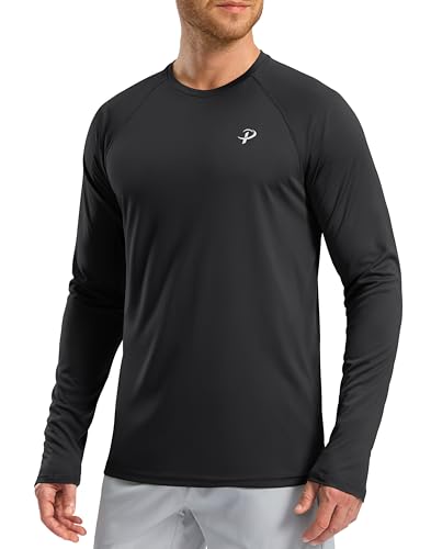 Pudolla Men's Sun Protection Shirts UV SPF UPF 50+ Rash Guard Long Sleeve Lightweight Quick Dry Brethable Swimming Fishing