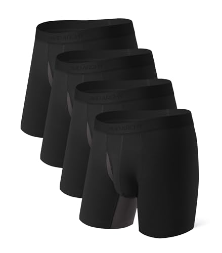 DAVID ARCHY Men's Underwear Boxer Briefs, Ultra Soft Modal Breathable Mesh Pouch Moisture-Wicking Underwear for Men 4 Pack