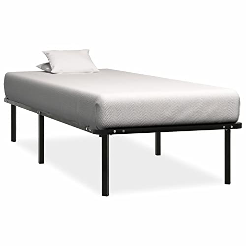 Homgoday Canapé negro de metal 90 x 200 cm, cama con estructura de cama, cama moderna, estructura de cama, cama de matrimonio, cama con láminas para salón y dormitorios