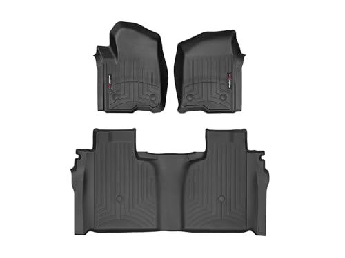WeatherTech Custom Fit FloorLiners for Chevrolet Silverado 1500 Sierra 1500 Limited Silverado 2500HD/3500HD - 1st & 2nd Row (441436-1-3) Black