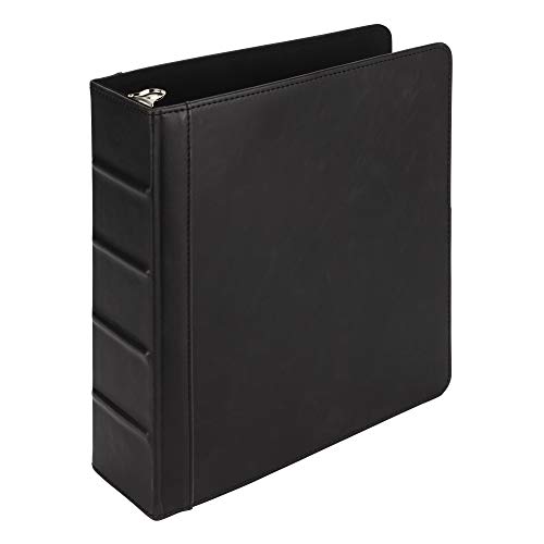 Samsill Vintage Leather Mini 3 Ring Binder 2 Inch Round Ring (Holds 425 Sheets), 5.5 x 8.5 Inch Documents, Professional Organizer, Planner, Notebook, Black