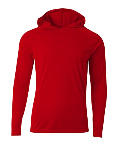 A4 Long Sleeve Hooded Tee Scarlet S