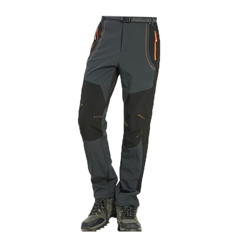 SHINROAD Pantalon d'escalade avec poche zippée - Taille élastique - Pantalon d'extérieur pour homme - Poches sportives, gris, M
