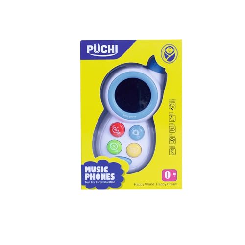 Image of PUCHI Children's Interactive Phone - Blue Toy Smartphone with Lights, Sounds & Mirror, Fun Learning Toy for Toddlers & Kids