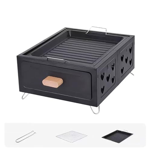 Parrilla portátil de acero inoxidable, parrilla plegable de carbón vegetal, camping, jardín, viajes, picnic, adecuada para principiantes y adolescentes