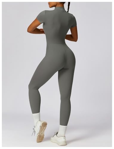 Mono de yoga azul oscuro con manga corta para tus entrenamientos de fitness 6