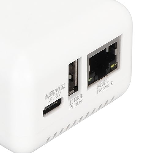 SatcOp Kabelloser Druckserver, 100–240 V, 5 V, Kompakt, Mehrere Schnittstellen, Plug-and-Play-USB-Druckserver für PC für XP (EU-Stecker)