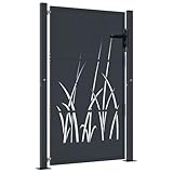 vidaXL Gartentor, Gartentür mit Gras-Design, Abschließbar Hoftor Eingangstor für Garten Terrasse, Tor Zauntor Gartenpforte, Anthrazit 105x155 cm Stahl