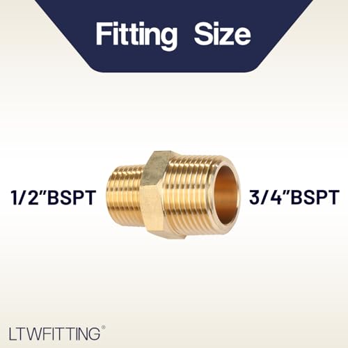 Tubería de latón hexagonal reductora LTWFITTING de alta durabilidad 3/4 x 1/2 3