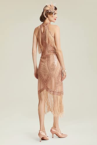 BABEYOND 1920s Flapper Dress Long Fringed Gatsby Dress Vintage Art Deco Dress2