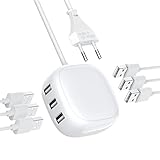 【Einer für Alle】Laden Sie bis zu 6 Geräte mit diesem USB Ladegerät auf. Es liefert schnellstmöglichweise mit 2,4 A pro Anschluss, insgesamt 8 A/ 40 W. Keine Angst vor einem niedrigen Batteriestand mehr.
