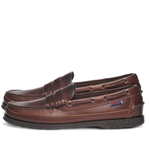 Sebago Sloop Waterproof Boat Shoes - Full-Grain Leather Loafer-Style Moccasins with Snug Leather Sock Lining and Non-Marking, Non-Slip Rubber Outsoles