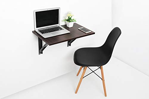 Image of INVISIBLE BED Wall Mounted Engineered Wood Finish Foldable Laptop Study Computer Desk with Free Wallshelf for Office /Home -Ideal for Students, Working Professionals (Dark Walnut - 60cm x 38cm)
