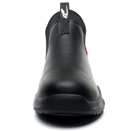 Non Slip Work Shoes, Water Oil Resistant Slip on Lightweight Garden Chef Restaurant Food Service Nursing Leather Footwear2