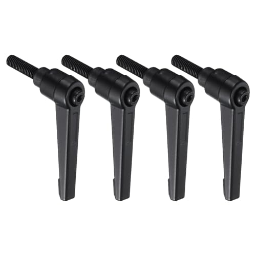 Image of uxcell 4pcs Lever Adjustable Handles M6 x 20mm Metric Male Thread with Nuts Washers, Level Clamping Handle Set Hand Stud Knobs Rotating Screw Handles Bolts with Locking Lever, Black