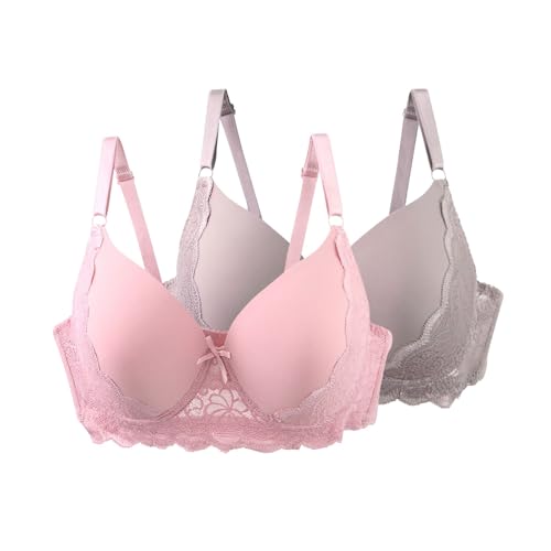 Sujetador deportivo de talla grande para mujer, con aros, brasier de encaje con correas ajustables, ligero, transpirable, cómodo, para uso diario y ocio, brasier deportivo bajo, hot pink, 115E